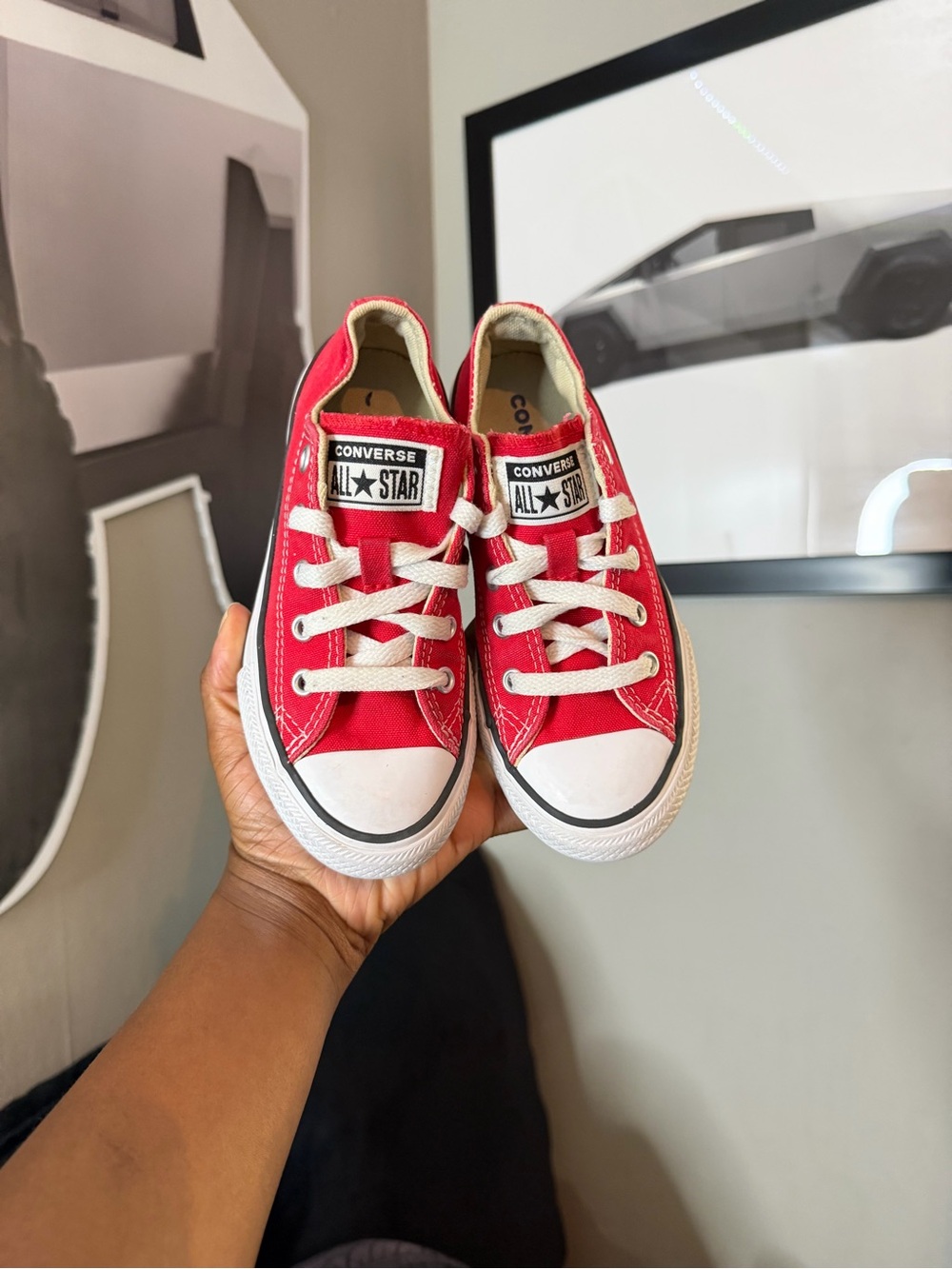 Converse Kids Red Low Top Sneakers with White Accents